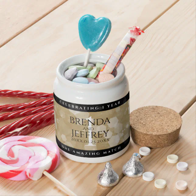 Elegant 1st Paper Wedding Anniversary Celebration Candy Jar