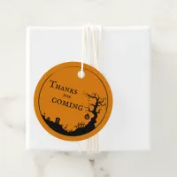 Simple Orange Cemetery Halloween Birthday Favor Tags