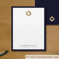 Business Logo Modern Luxury Navy Border Letterhead