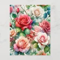 Whimsical Rose Pattern Paper Sheet