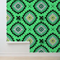 Bold Lime Green Mandala Geometric Pattern Wallpaper