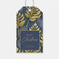 Blue Gold Christmas Pattern#29 ID1009 Gift Tags