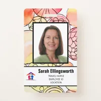 Pink Orange Hospital Child Care Logo Photo ID Badge