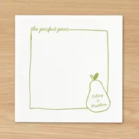 Whimsical & Chic Personalized Funny Pear Wedding  Napkins