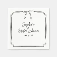 Elegant Sketch Simple Classic Bow Bridal Shower Napkins