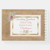 PInk Rustic Burlap Floral Wedding Book