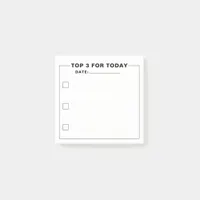 Modern Minimalist Black White Top 3 To Do List Post-it Notes