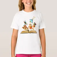 Adorable Frog Fairies on a Fantasy Mushroom Book T-Shirt