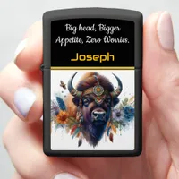 Buffalo Adorned With Vibrant Flowers and Feathers Zippo Lighter