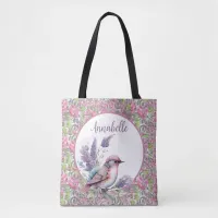 Pink Rose Floral Scroll  Tote Bag