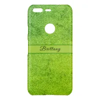 Green Glitter Artsy Abstract Add Name Uncommon Google Pixel Case