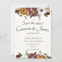 Terracotta & Maroon Boho Wildflower Garden Wedding Save The Date