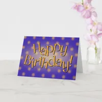 Happy Birthday Yellow Dot Text Blue Background Card