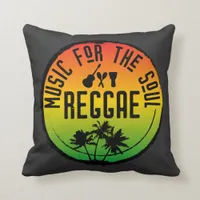 Reggae Music for the Soul Caribbean Rasta Quote Throw Pillow