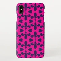 Hot Pink and Blue Vintage Lily Pattern iPhone XS Max Case