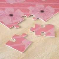 Pink Flowers And Stripes Jigsaw Puzzle