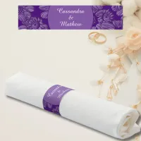 Elegant Daisies in Floral Royal Purple Wedding Napkin Bands