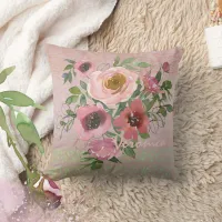 Pink Floral Gradient Throw Pillow