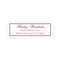 Elegant Garnet Red and White Wedding Address Label