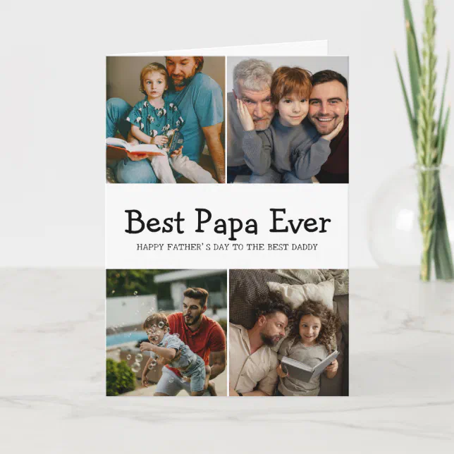 Custom Best Papa Ever photo collage Father's day Card