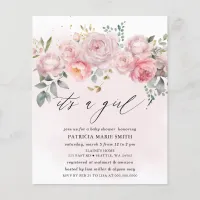 Budget Blush Floral Baby Shower Invitation