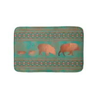 Southwest Cute Javelina Family Copper Teal Small Bath Mat