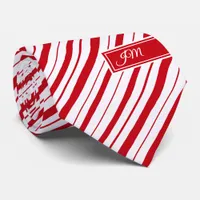 Peppermint Stripe Classic Fun Initials Christmas Neck Tie