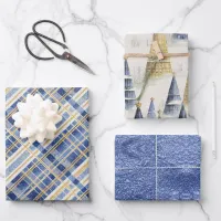 Blue Gold Christmas Patterns #2#8#32  ID1009 Wrapping Paper Sheets