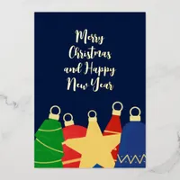 Retro Christmas ornaments Foil Holiday Card