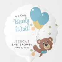 Baby Shower We Can Bearly Wait Blue Party Balloon