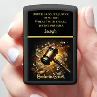 Gavel of Justice Poised for Order in the Court Zippo Lighter