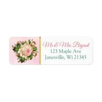 Coral Rose Floral Return Address Label