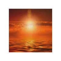 Tranquil Sunset Orange Golden Sky Over Sea Ocean Wood Wall Art