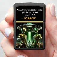 Mysterious Aliens Gather Near a Glowing Spaceship Zippo Lighter