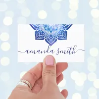 Aqua Blue Galactic Mandala Yoga Instructor Business Card