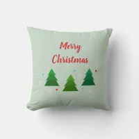 Christmas tree forest, snowflakes, red blue dots throw pillow