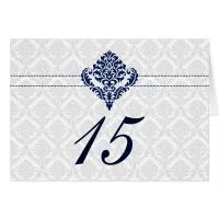 "navy blue" damask table seating card