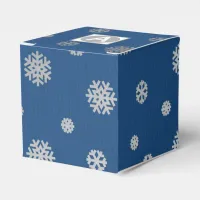 Festive Winter Silver Blue Snowflakes Corporate Favor Boxes