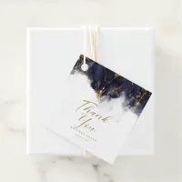 Marble Glitter Wedding Thanks Navy Blue Gold ID644 Favor Tags