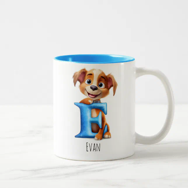 Letter E Dog Alphabet Monogram Coffee Mug