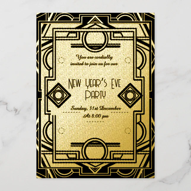 The roaring twenties - New Year’s Eve party Foil Invitation