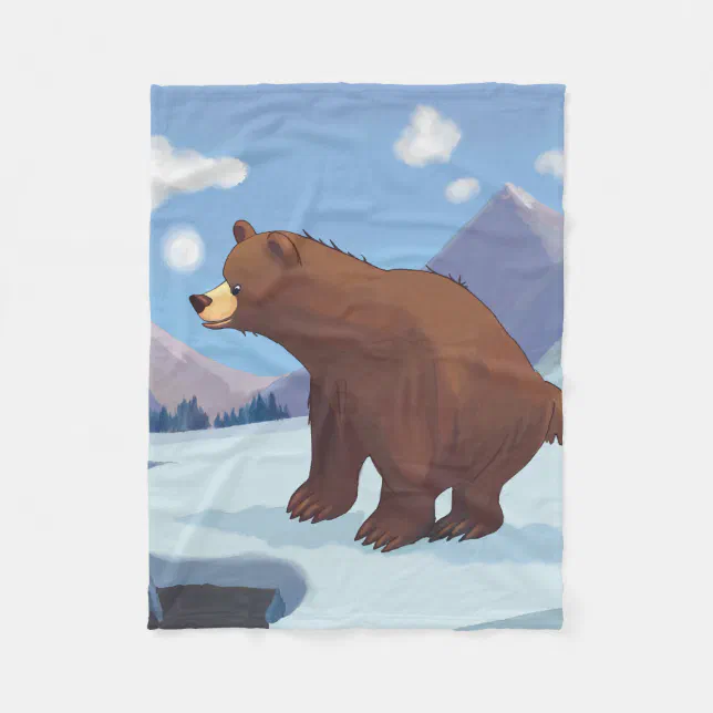 Brown bear in the mountains fleece blanket