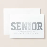 Modern Senior Block Letter Photo Graduation Foil Card