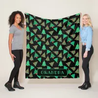 Christmas Trees | Black And Green Grandpa Fleece Blanket