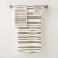 Brown Abstract Stripes Modern Minimalist Bath Towel Set