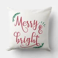 merry and bright Holiday Throw Pillow