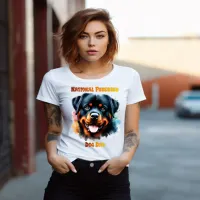 Purebred Rottweiler Dog Poses for National Day T-Shirt