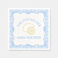 Lemon 'Main Squeeze' Trendy Fun Bachelorette Party Napkins