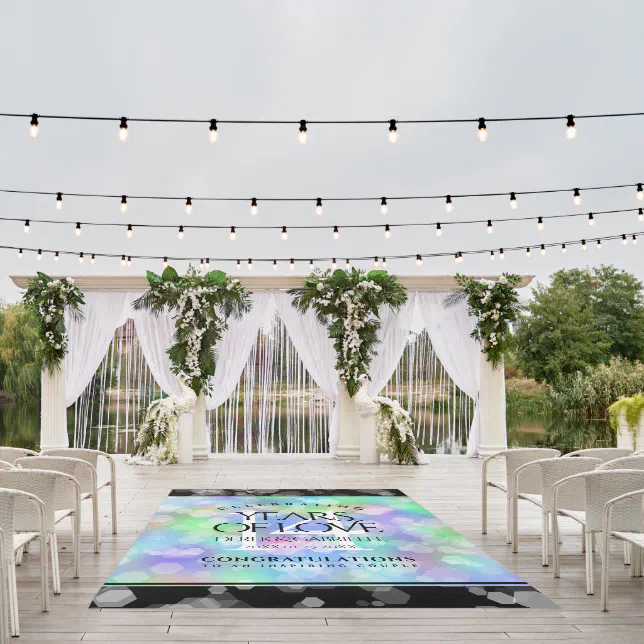 Elegant 14th Opal Wedding Anniversary Celebration Outdoor Rug