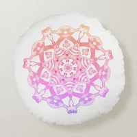 *~* Snugly Lavender & Pink White Mandala Round Pillow